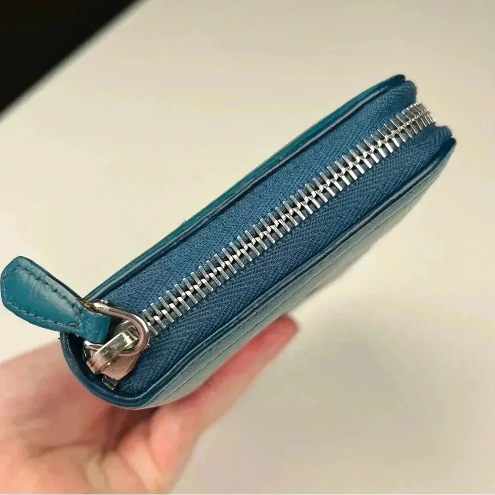 Prada Blue Glace and City Calf Leather Etiquette Continental Wallet - Picture 6 of 12